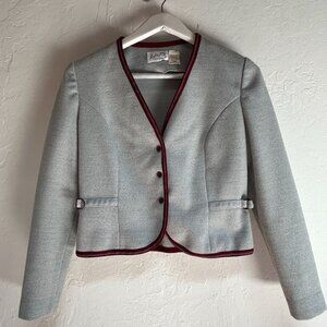 Vintage Leslie Fay Original Womens Gray Wool Blend Cropped Blazer Jacket Size 54